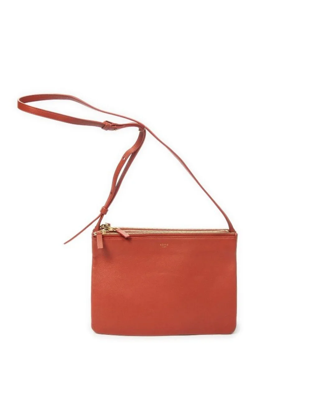 Celine Large Trio Crossbody Orange Calfskin Leather